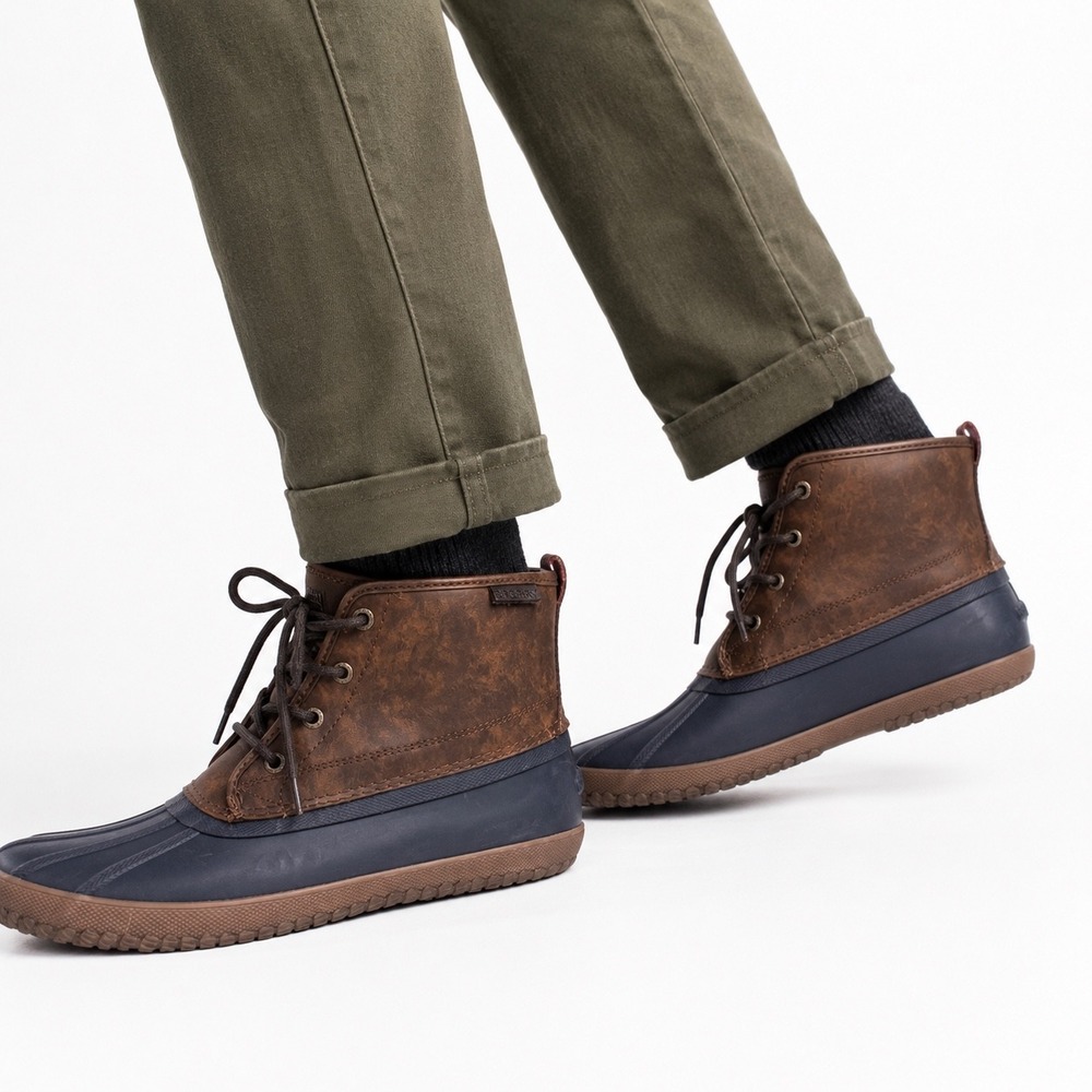 Sperry Top-Sider Mens 9.5 Brown Black STS22775 Duck Boots Waterproof Rain Snow